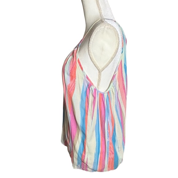 NWT Gap 100% Cotton Striped Spaghetti Strap Tank Keyhole Tie Back Size Large - Picture 6 of 8